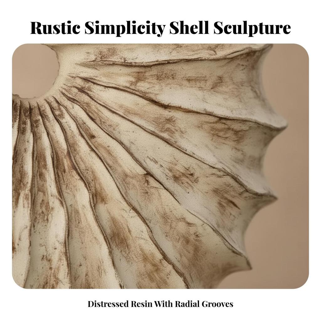 Modern Tabletop Decor | Textured Fluted Surface, Shell Sculpture with Base, Abstract Sculpture, for
