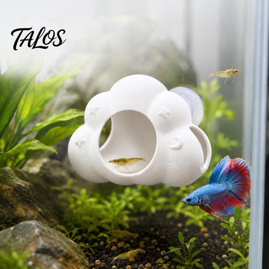 Aquatic Pet Habitat Cloud Shape Aquarium Cave, Betta Fish Hideout with Suction Cups, Cave Decor Decorative Shrimp for Tanks Cup Tank Accessories