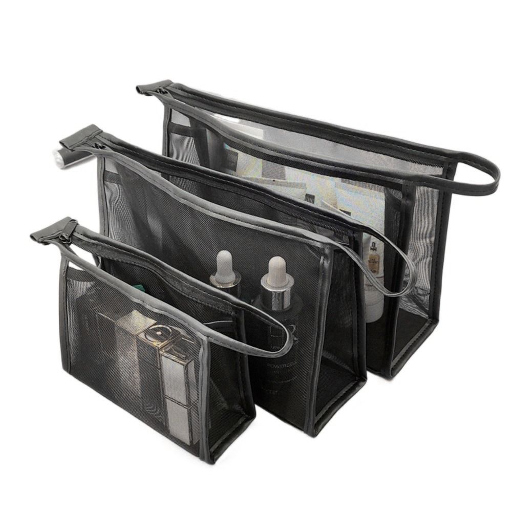 Mesh Transparent Makeup Bag Simple Style Portable Lipstick Storage Bag Large Capacity Organization Bag Toiletries Organization