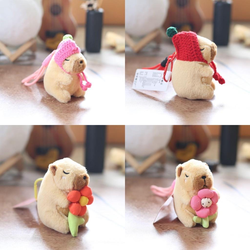 Capybara Pink Plush Keychain Toy With Watermelon Pattern Kid Collectors Doll