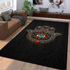 Hamsa Hand Carpet with Colorful Eye Design on Black Background Suitable for use as an anti-slip for living room bedroom sofas