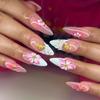 Manicure 3D Tridimensionale Unghie da Indossare Moda Dolce Francese Fiore Conchiglia Mandorla Lunga Unghie da Indossare