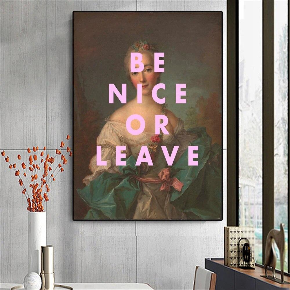 Poster artistico retrò divertente alterato Ritratto vintage Stampa citazione rosa Pittura su tela Rococò Barocco Galleria di poster Decorazione della parete di casa