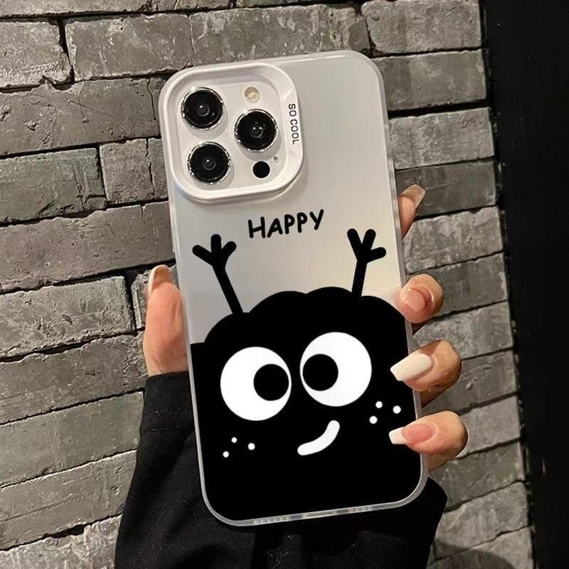 Small Coal Balls Are Suitable for Apple 13promax Mobile Phone Case iPhone15 Laser 14max Cartoon 16 Colored Silver Xsmax.