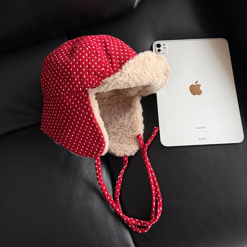 

Street Dance Cap With Embroidered Polka Dot Fleece For Casual Fashion And Sun Protection красный
