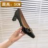 High heels women's thick heels are not tired of feet 2025 new spring and autumn women's shoes patent leather French square head shallow mouth single