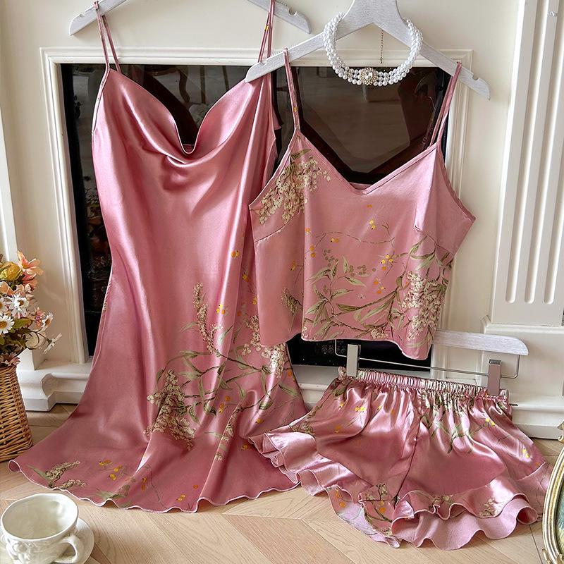 European-Style Silk Imitation Backless Slip Dress - Women's Summer Nightgown