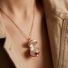 Bear Cake Pendant Necklace With Openable Triangular Charm Copper Chain For Casual Wear
