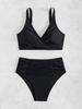 Solid Ruched High Waist Sexy Bikini Set Elegant Slimming Two Piece Swimwear