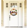 Halloween Decorations Wooden Pumpkin Ghost Door Wreath for Front Door Sign, Cute Happy Halloween Door Hanging Sign Outdoor Indoor Wall Home Decor
