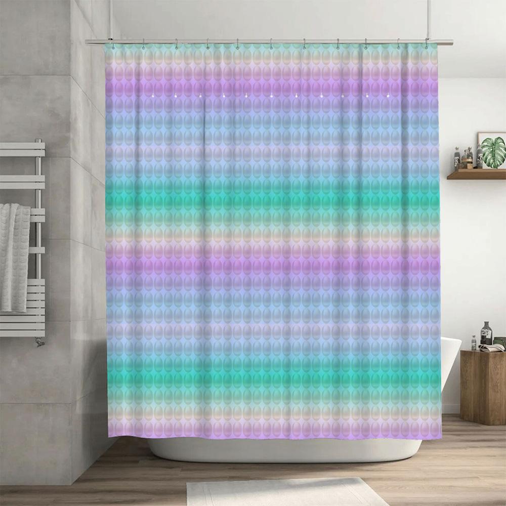 Modern Watercolor Bath Curtains Set Pastel Colors, Shower Decor For Bathroom, Easy Install Hook Rings Various Sizes Available