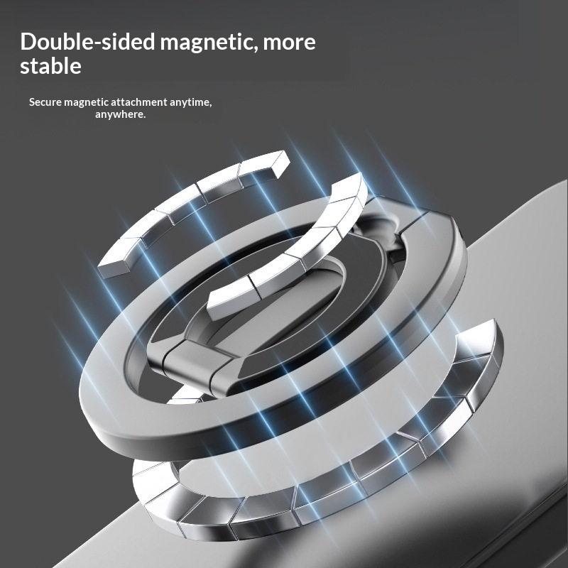Double-Sided Magnetic Phone Ring Holder Wireless Charging Friendly Adjustable Kickstand for All Smartphones