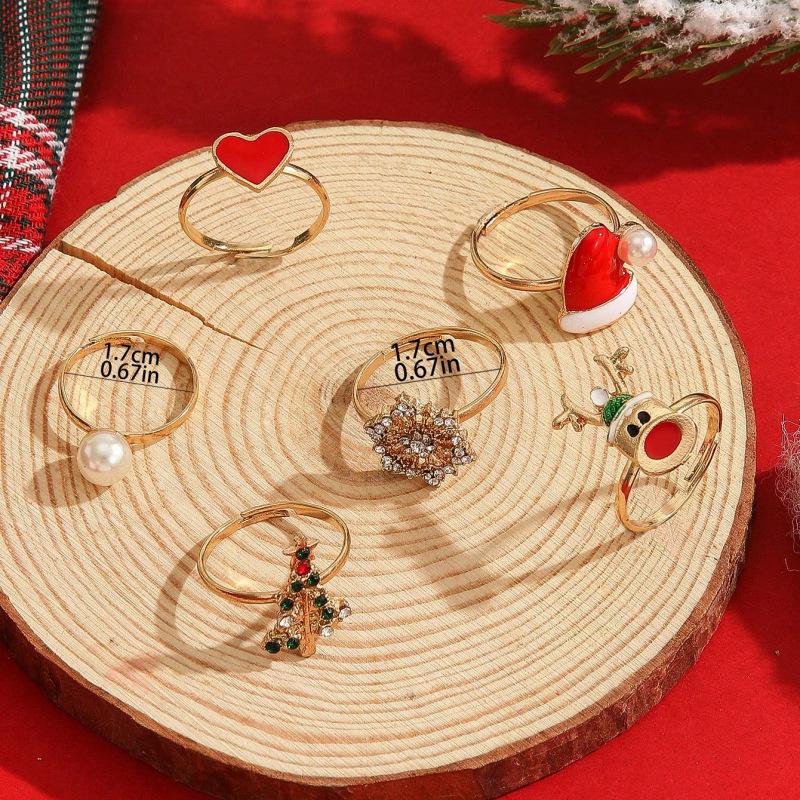 Cross-border Hot-selling Cartoon Christmas Tree, Reindeer, and Snowman Rings - Fashion Accessory and Holiday Gift