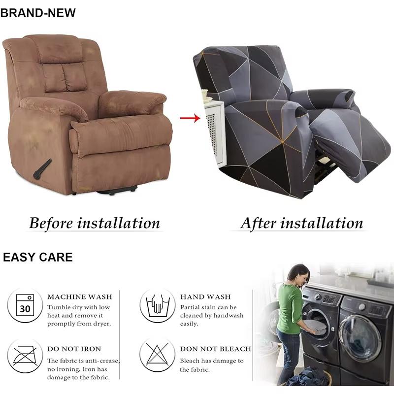 Recliner Slipcovers 4-Pieces Sofa Covers Couch Chair Cover Non Slip Reclining Furniture Protector Sofa Covers for Living Room