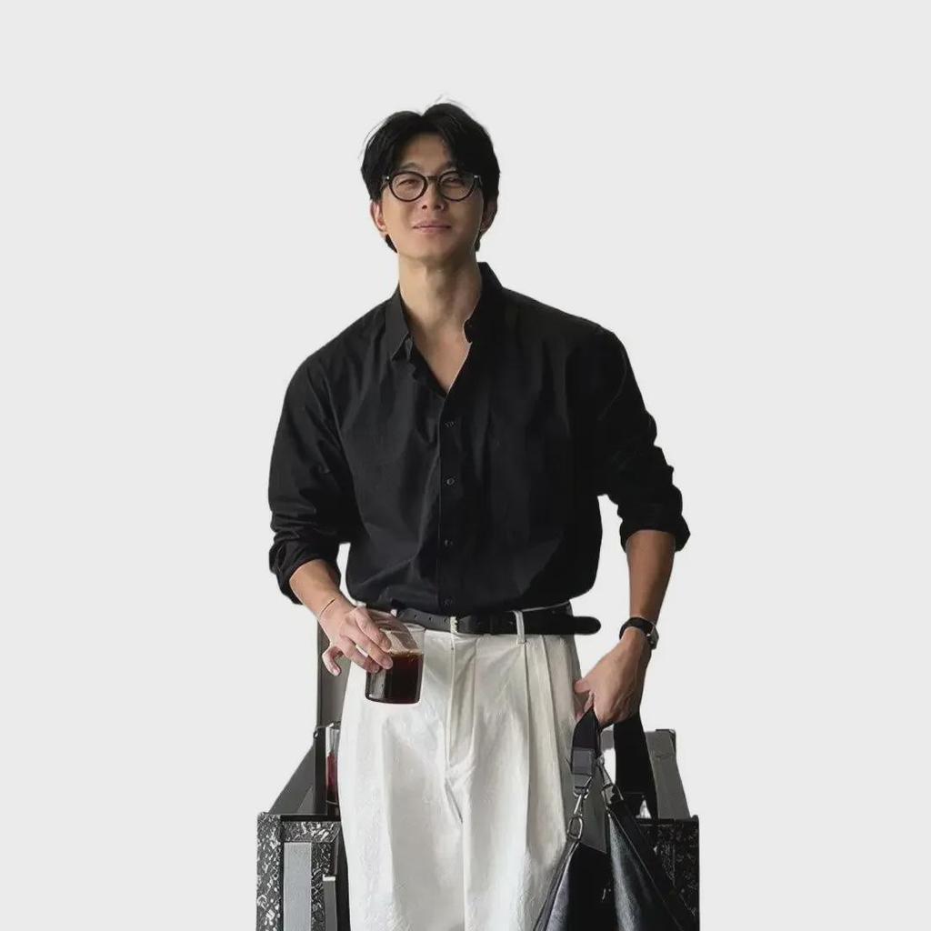 Korean Style Light Luxury Pleated Long-Sleeve Men's Shirt, Versatile Casual Trend for Spring and Autumn 2024