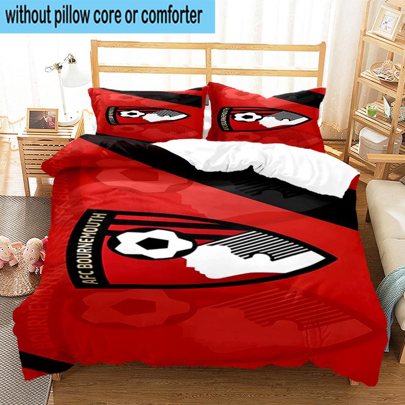 Set Biancheria da Letto Stampato con Stemma AFC Bournemouth 3 Pezzi Copripiumino Chiusura Include 1 Copripiumino e 2 Federe Set Biancheria da Letto Decorazioni per la Casa Regali