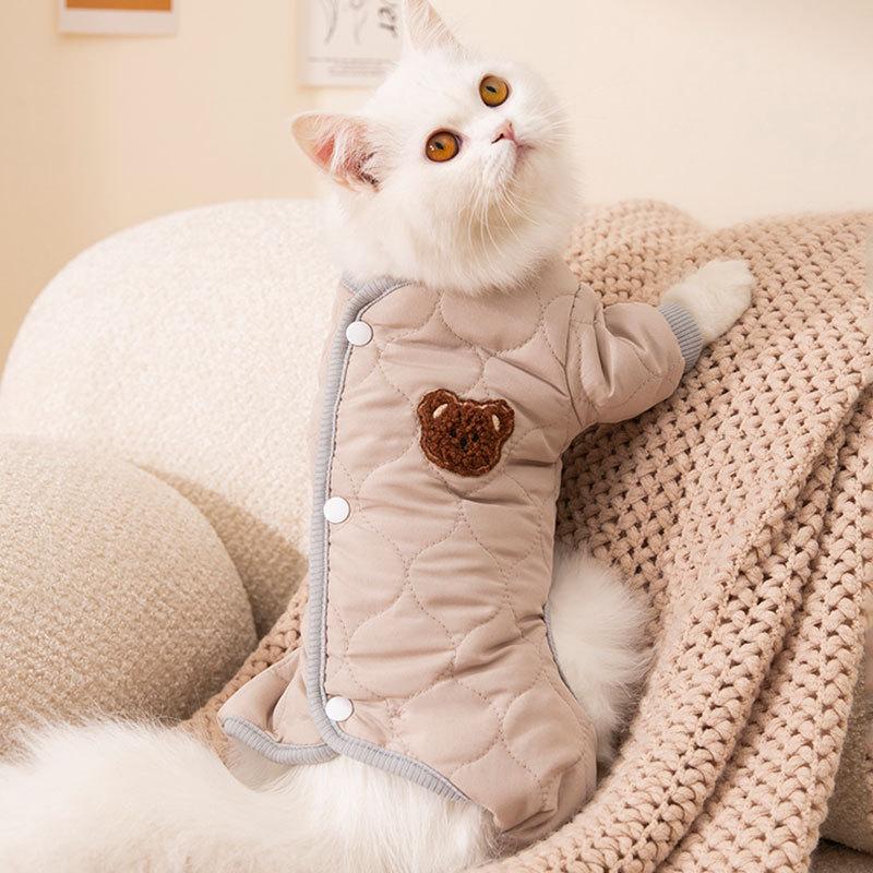 

Simple sticker quilting cotton puppy four-legged clothes cute wind bear autumn and winter warm small dog pet cat clothes XXL (recommended weight 15-10kg) жовтий
