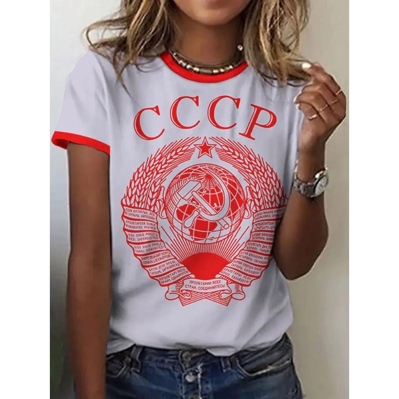 T-shirt da Donna alla Moda Girocollo Manica Corta Stampa a Colori 3D