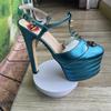 Fashion Brand Sexy Rivet 16cm High Heel Sandals Platform Party Wedding Ball T-stage Women Shoes High Quality Large 43summer Female Shoes