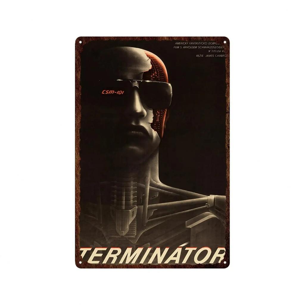 Kovový plechový plakát Terminator 2 Film Kovová deska Plakát Dekorace pro Bar Klub Nástěnná dekorace Retro Domov Ložnice Vintage nástěnná deska