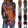 Women's Loose Fit Long Sleeve T-Shirt with Retro Halloween Print, Neck Pullover Top
