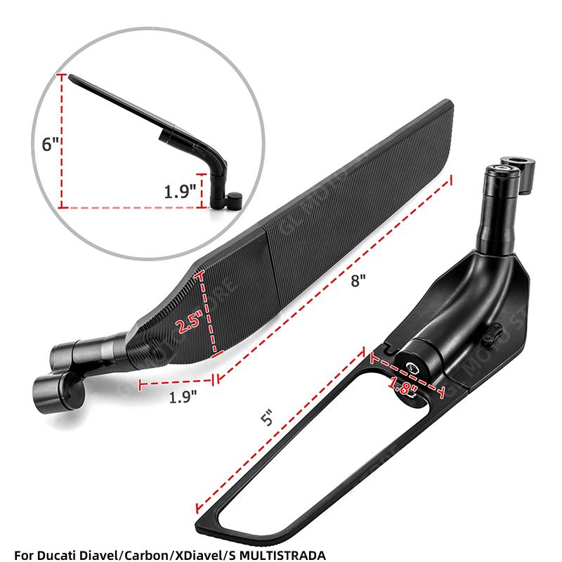 For Ducati Diavel/Carbon/XDiavel/S MULTISTRADA Motorcycle Wind Wing Side Rearview Mirror Adjustable Rotating Accessories