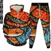 Hoodie+Trousers 2Pc Set Sportwear Horror Animal Snake 3D Print Men Women Hollween Clothing Tracksuit Casual Suit Plus Size S-6XL