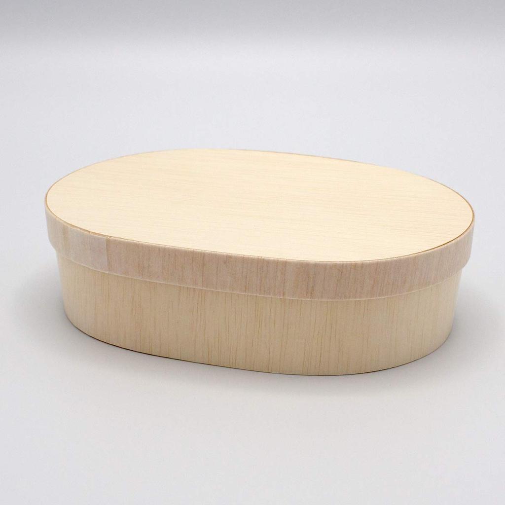 KAYU PACKAGE Oval DAEN Wooden Medium Size 1 Pack of 25 Sold Disposable Container, (120x170x45mm), (Lid Separately),