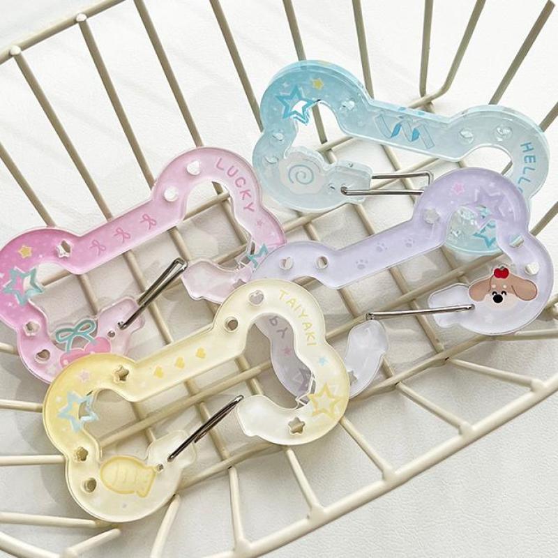  Gradient Bone Carabiner Mountaineering Buckle Porous Acrylic Buckle Keychain Backpack Ornament Multipurpose Keyring Hook