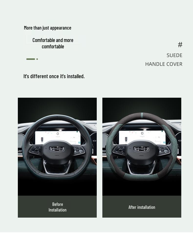 Geely Binyue Steering Wheel Cover - Non-slip Flocking, Wear-resistant, Winter Fit for 24 Models