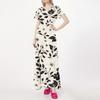 Women's Loose Casual  V-Neck Short Sleeved High Waisted Floral Print Dress Floral Print Dress