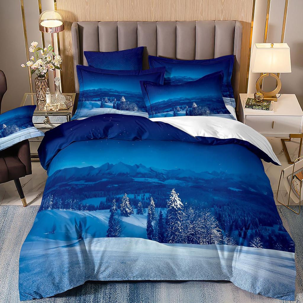 Three-Piece Beautiful Landscape 3D Bedding Stream Waterfall Printing Quilt Cover Home Textile Batch
