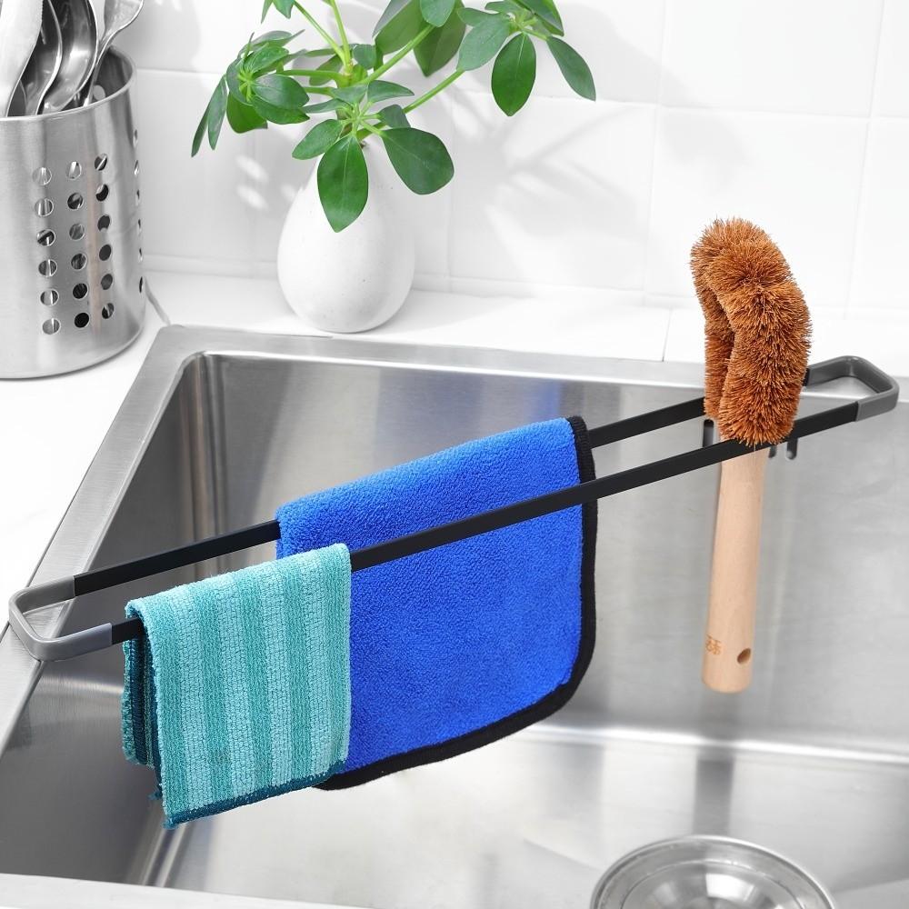 Space Saving Sink Organizer Metal Dish Drying Rack Sponge Holder Sink Rack Kitchen