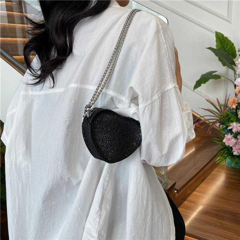 2024 Trendy Women's Heart-Shaped Sequin Crossbody Bag - Mini Coin Purse