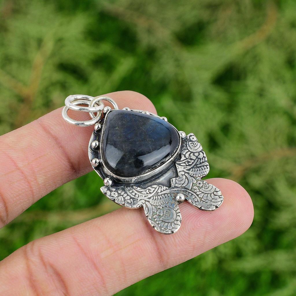 Daughters Day Sale Labradorite Gemstone Sterling Silver Elegant Pendant Jewelry