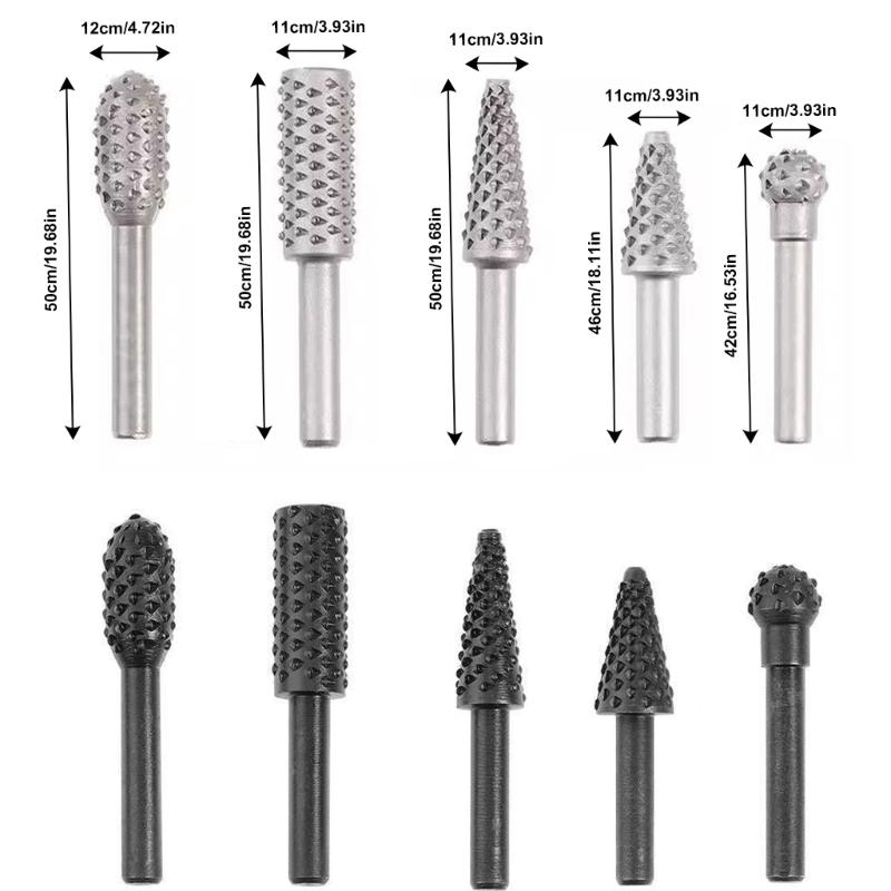 5 Bucăți Prelucrarea Lemnului Dinte de Lup Tijă Rotativă Pilă Abrazivă Set Accesorii Unealtă de Rectificare Cap de Rectificare Electrică Înlocuire Unealtă