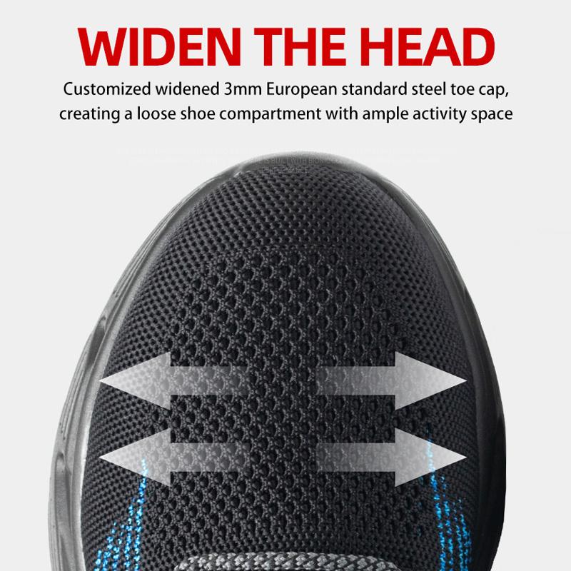 Plus Size 39- 48 Lightweight Men's Safety Shoes Anti-smash Anti-puncture Work Sneakers Steel Toe Shoes Protective Safety Boots