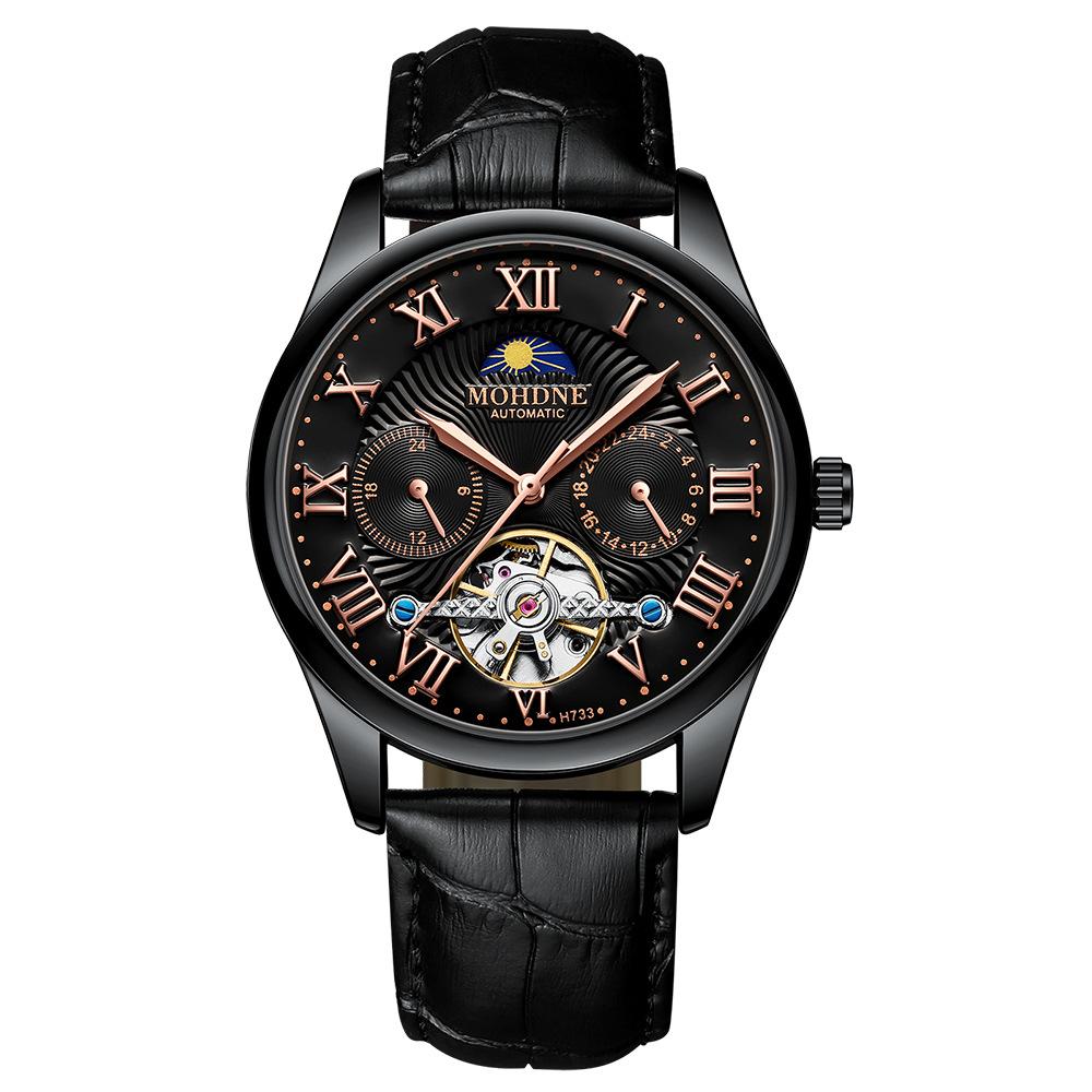 MOHDNE Men's Mechanical Watch Automatic Hollow Tourbillon Multifunctional Watch Business One Piece