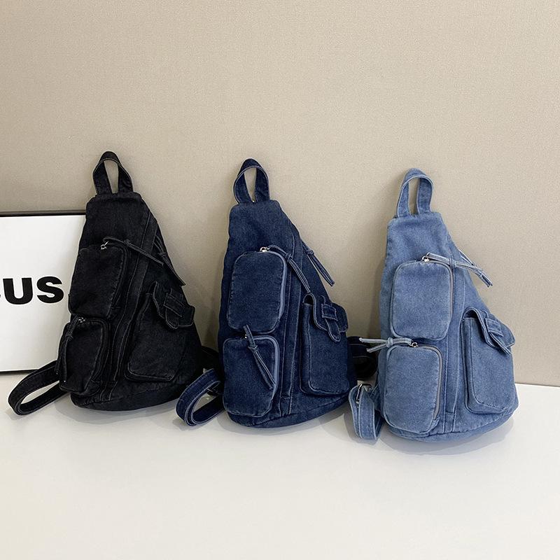 Damski Mini Plecak Crossbody z Denimu i Płótna - Lekki, Casualowy i Idealny na Dojazdy lub Podróże