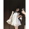 Gentle Wind Sweet Polka Dot French Neck Dress Female Sexy Streamer Summer Casual Loose Sleeveless Short Skirt