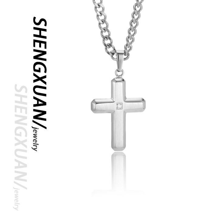 2026 Stone Cross Necklace Fashion Light Luxury Necklace Jewelry Premium Jewelry Full Diamond Men's Necklace