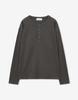 MINAV Ribbed Henley Neck Long Sleeve [Charcoal]