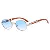 Vintage Retro Oval Shape Sunglasses for Women Men Small Frames Shades Vintage Designer Imitation Wood Grain Sun Eyeglasses UV400 Glasses Lunettes