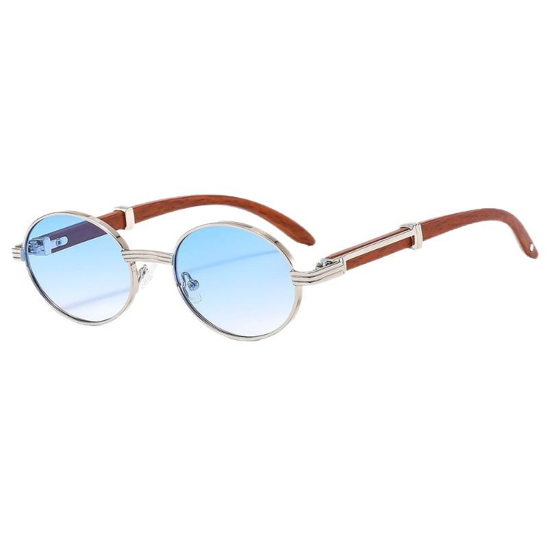 Vintage Retro Oval Shape Sunglasses for Women Men Small Frames Shades Vintage Designer Imitation Wood Grain Sun Eyeglasses UV400 Glasses Lunettes