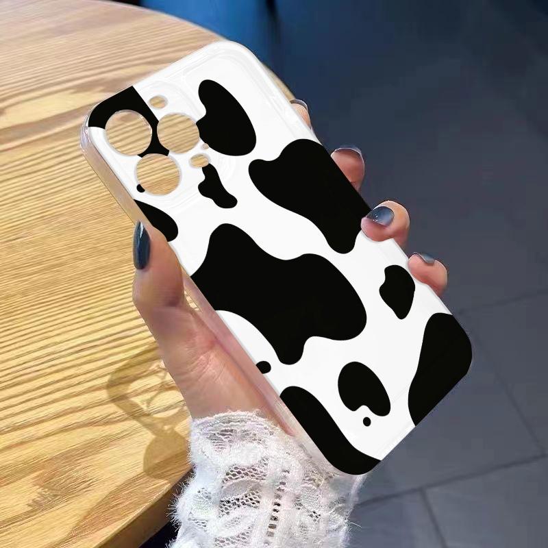 Cow Printed Phone Case for iPhone 17 Air 16 15 14 13 12 11 Pro Max Plus Mini Xs X 8 7 Soft Transparent Cover Fundas Accessory