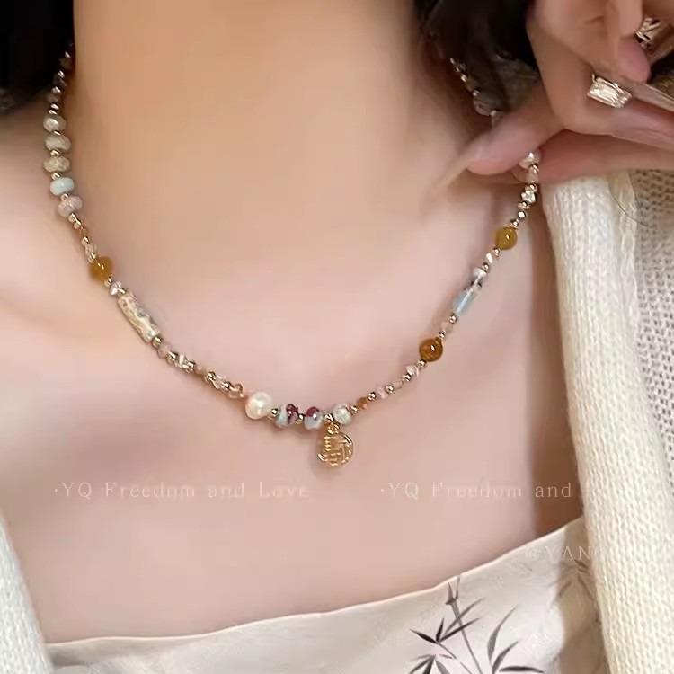 Colorful Beaded Necklace - Ethnic Style Chinese Retro Light Luxury for Women