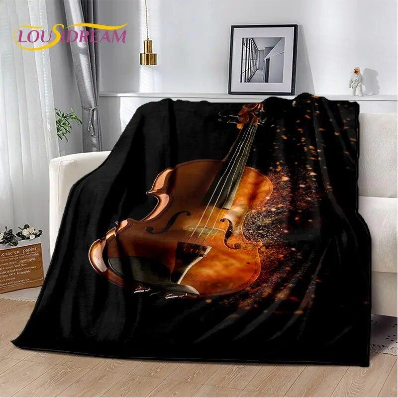 Classical Violin Instrument Music Soft Plush Blanket,Flannel Blanket Throw Blanket for Living Room Bedroom Bed Sofa Picnic Cover