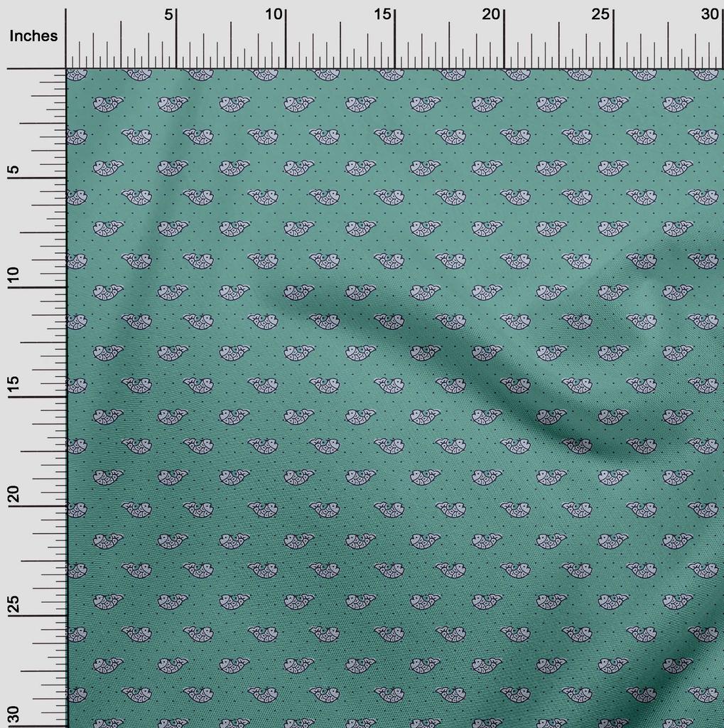 oneOone Cotton Flex Fabric Fish Block Printed Craft Fabric BTY 40 Inch Wide