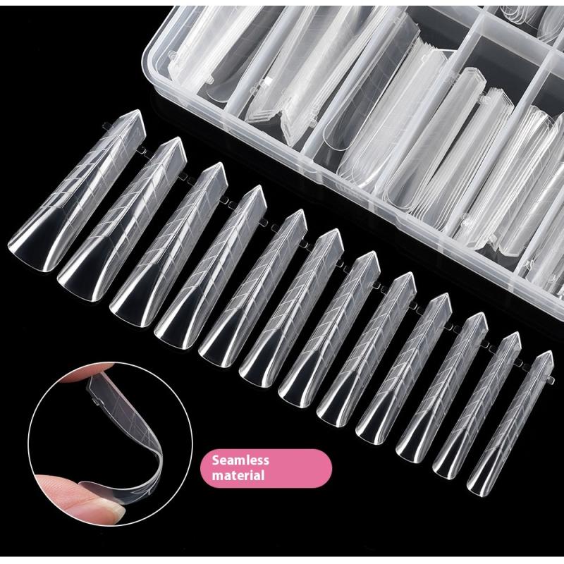 Dual Forms Nails Mold 120Pcs False Tips Quick Building Uv Gel Acrylic Nail Mold Full Cover Nail System Shaping Extension Top