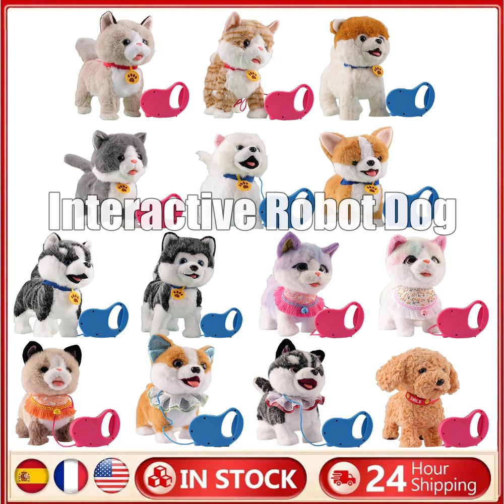 Electronic Interactive Plush Toy with Remote Control Leash Realistic Robot Puppy Toy for Ages 4 Up